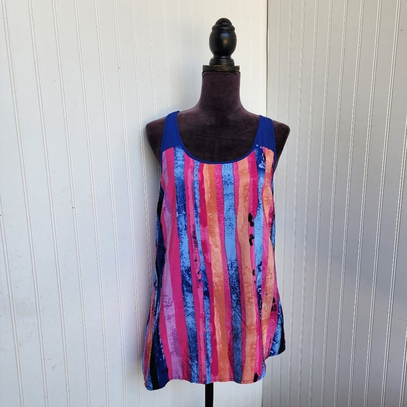 Candie's Tank Top Sleeveless Multicolor Floral Print Lightweight Assymetric Sz M - Picture 1 of 9